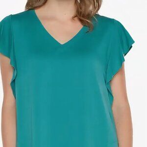 Liverpool Los Angeles Boho Chic Holiday Party green Shift Christmas Midi dress S